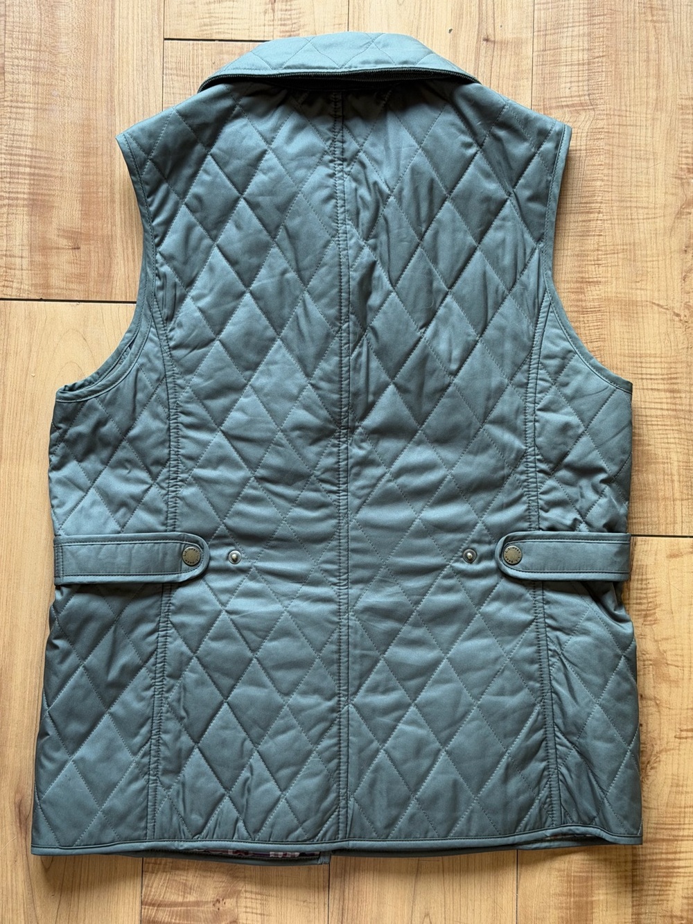 L.L.Bean Quilted Puffer Vest Olive Green Snap Zip Women’s Small Regular - Picture 9 of 11